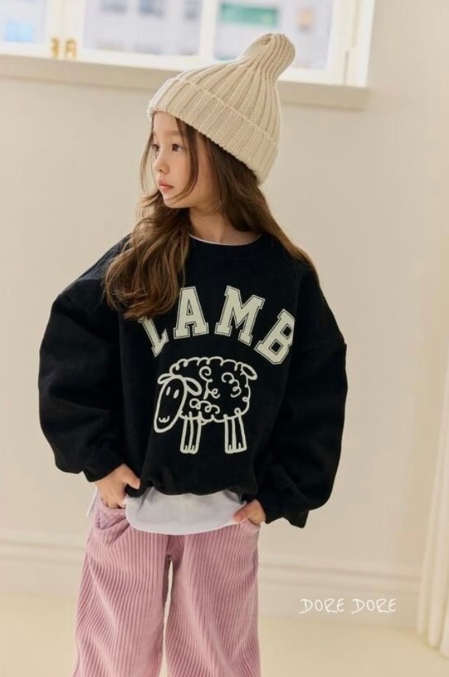 【取寄せ】DOREDORE トレーナー ドレドレ tops トップス 長袖 韓国子供服 女の子 ガール Girl 秋 冬 春 子ども服 韓国 可愛い カワイイ お洒落 オシャレ 暖かい  100cm 110cm 120cm 130cm baby ベビー kids キッズ ブルー Blue ブラッblack