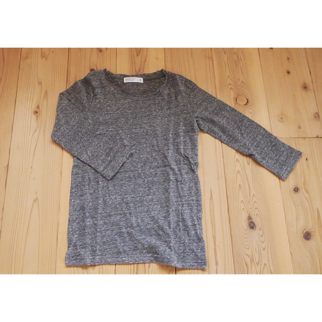 ラフィーガーゼCネックカットソー 7分袖 DARK GRAY