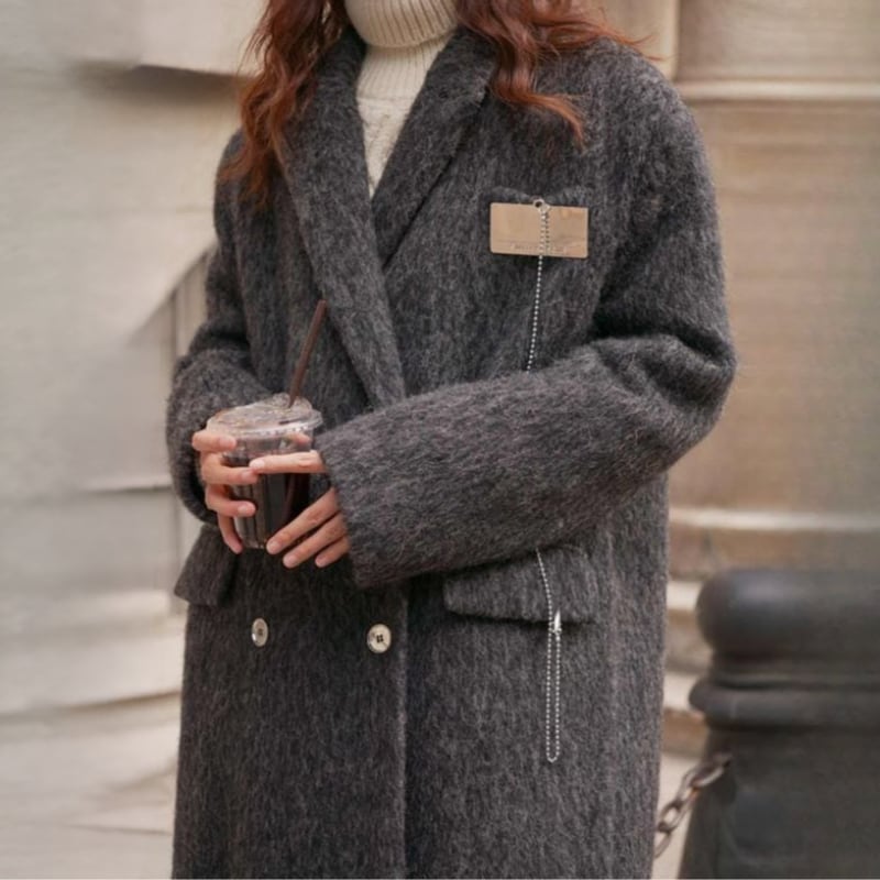 Shaggy long double coat V1987