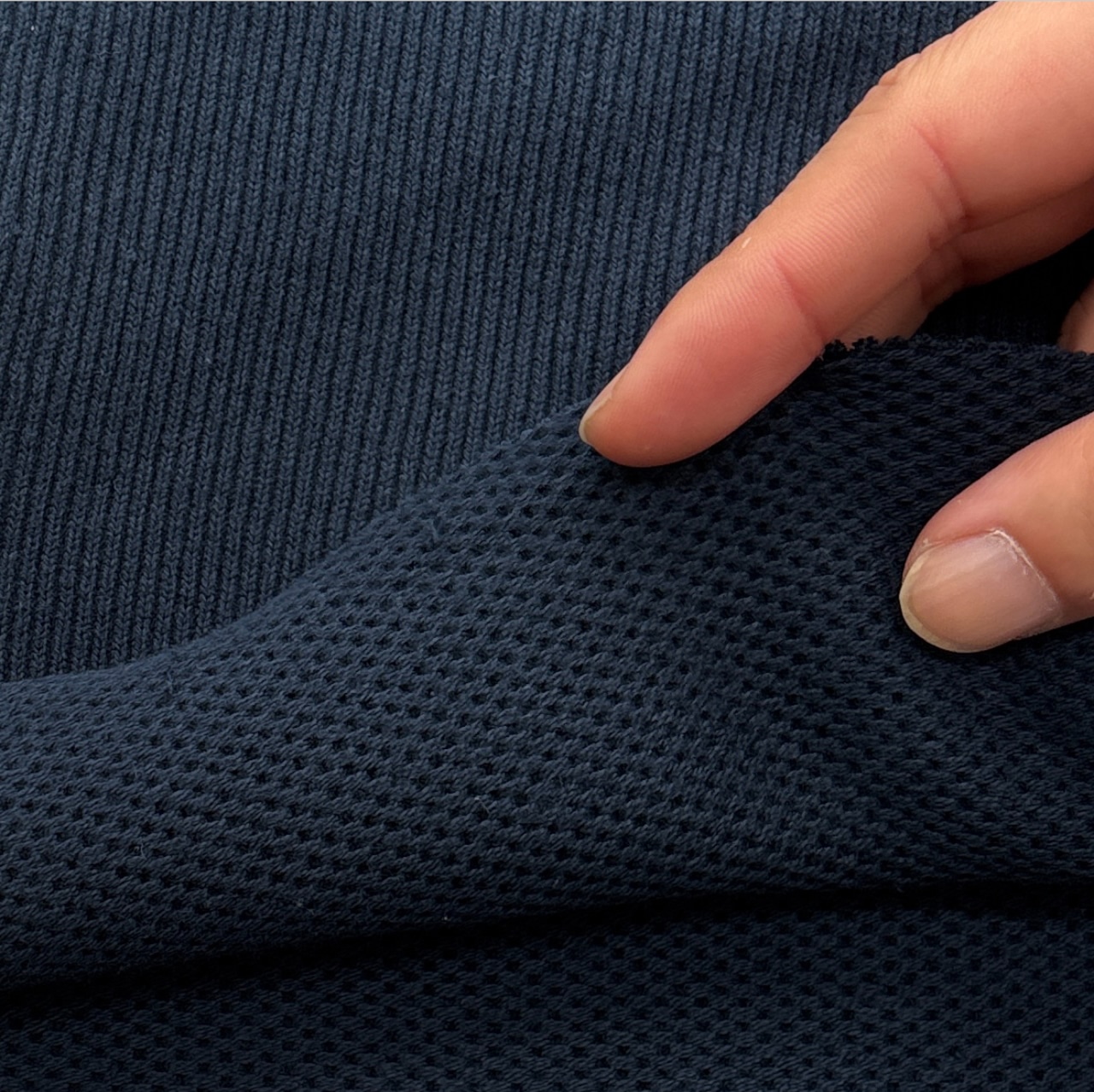 ★NO238◆3m◆綿100%もちもち2重編みニット生地◆ネイビー