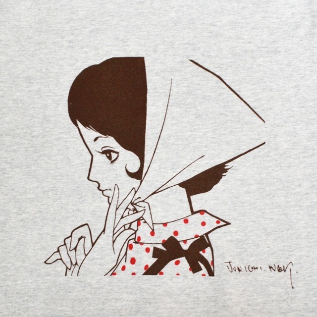 中原淳一 Tシャツ・スカーフ(ヘザーグレー) サイドプリント
