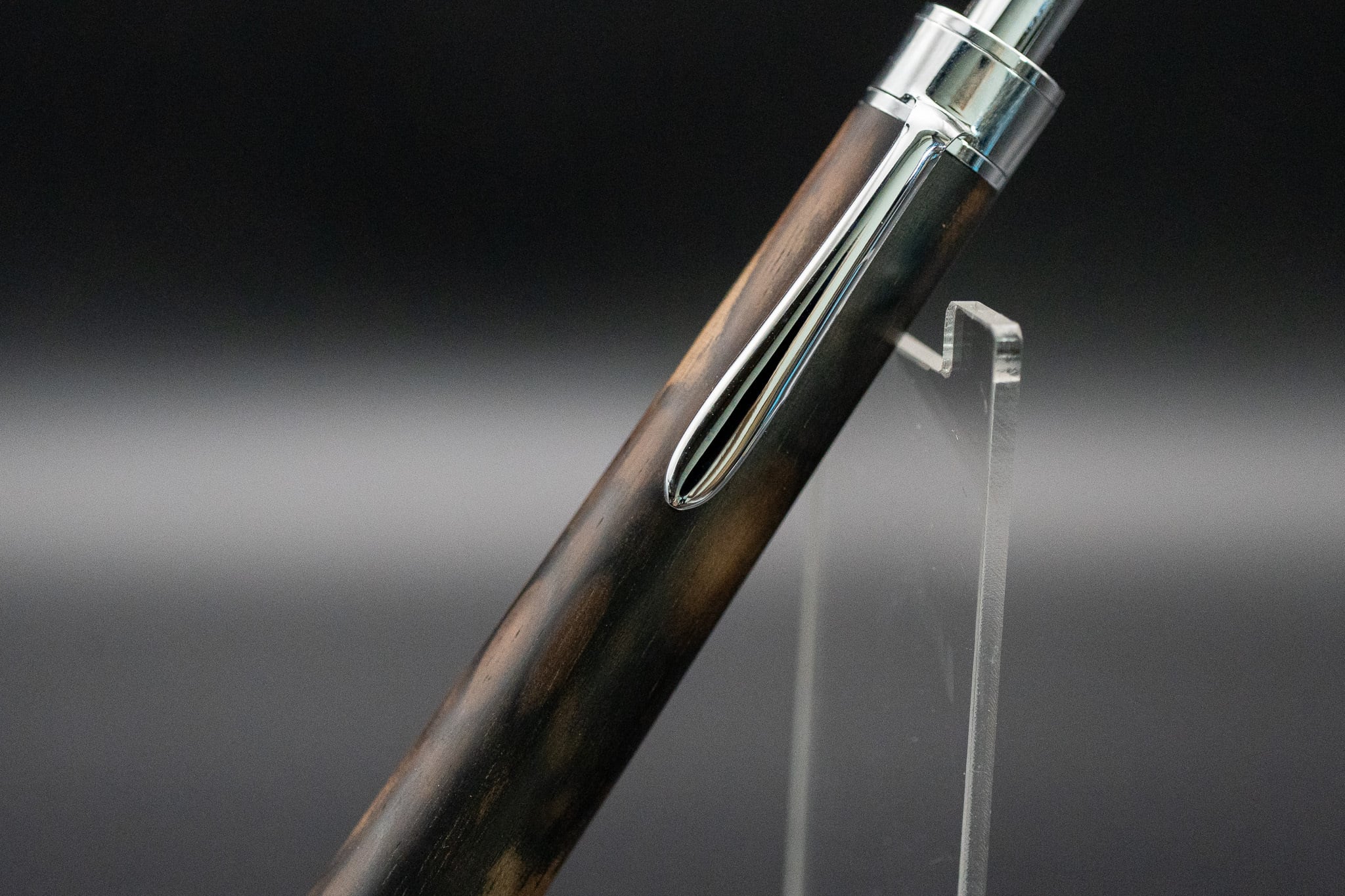 【魅惑の黒い紋様】黒柿 孔雀杢 極上 silver BP