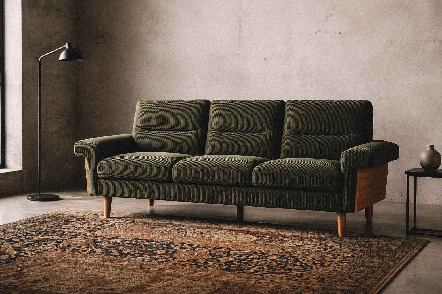 BAL /3-SEATER SOFA|モスグリーン × ウォールナットの3人掛けソファ
