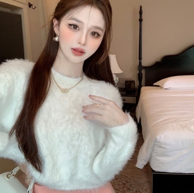 予約販売】 ニット セーター トップス モヘア フワフワ ミント