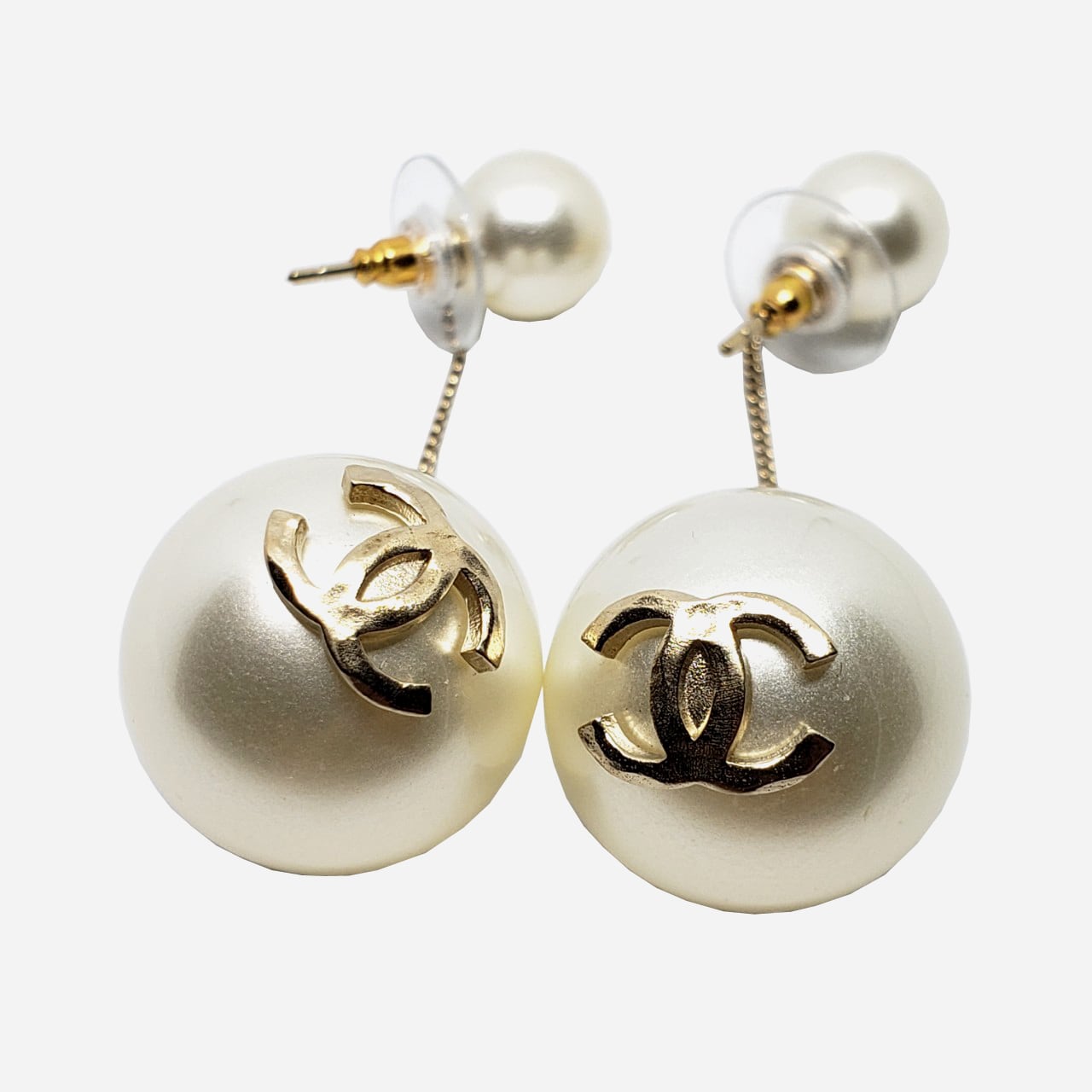 CHANEL Pearl Drop Pierced earrings/シャネル CC チェーン パール ...