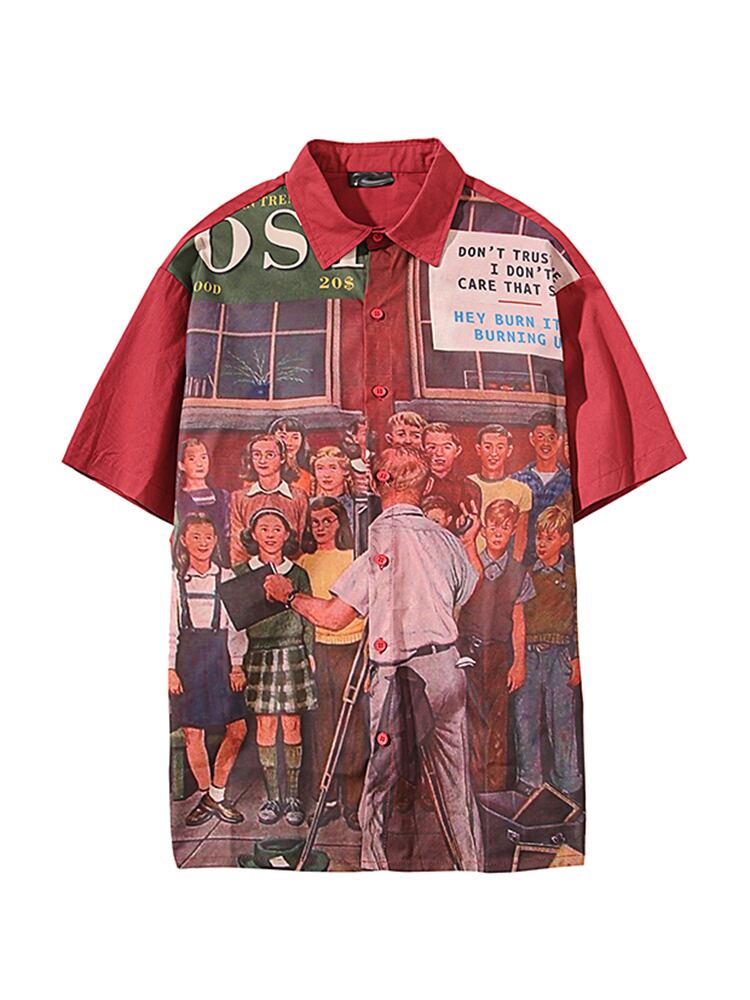 全1色 シャツ トップス 柄シャツ カジュアル 半袖 おしゃれ