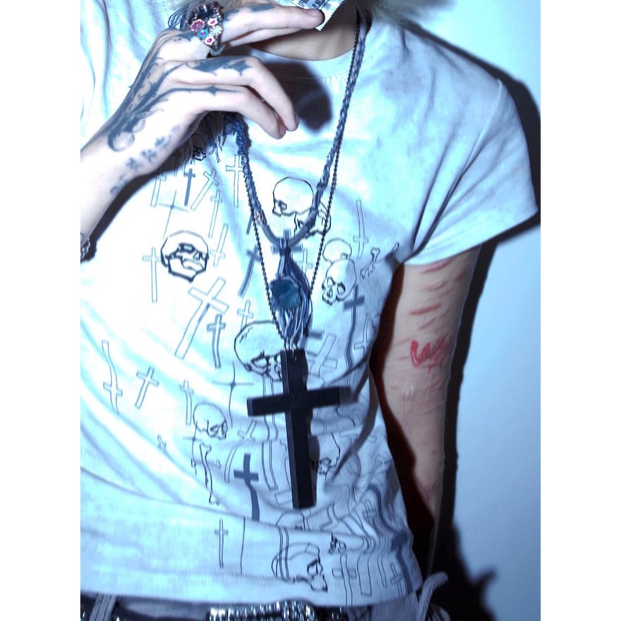 ゴスロリ通販 With U ファッション 半袖 Tシャツ ユニセックス 十字架