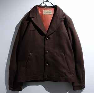 90s Brown Leather Switchi Design Pure Virgin Wool Short Jacket