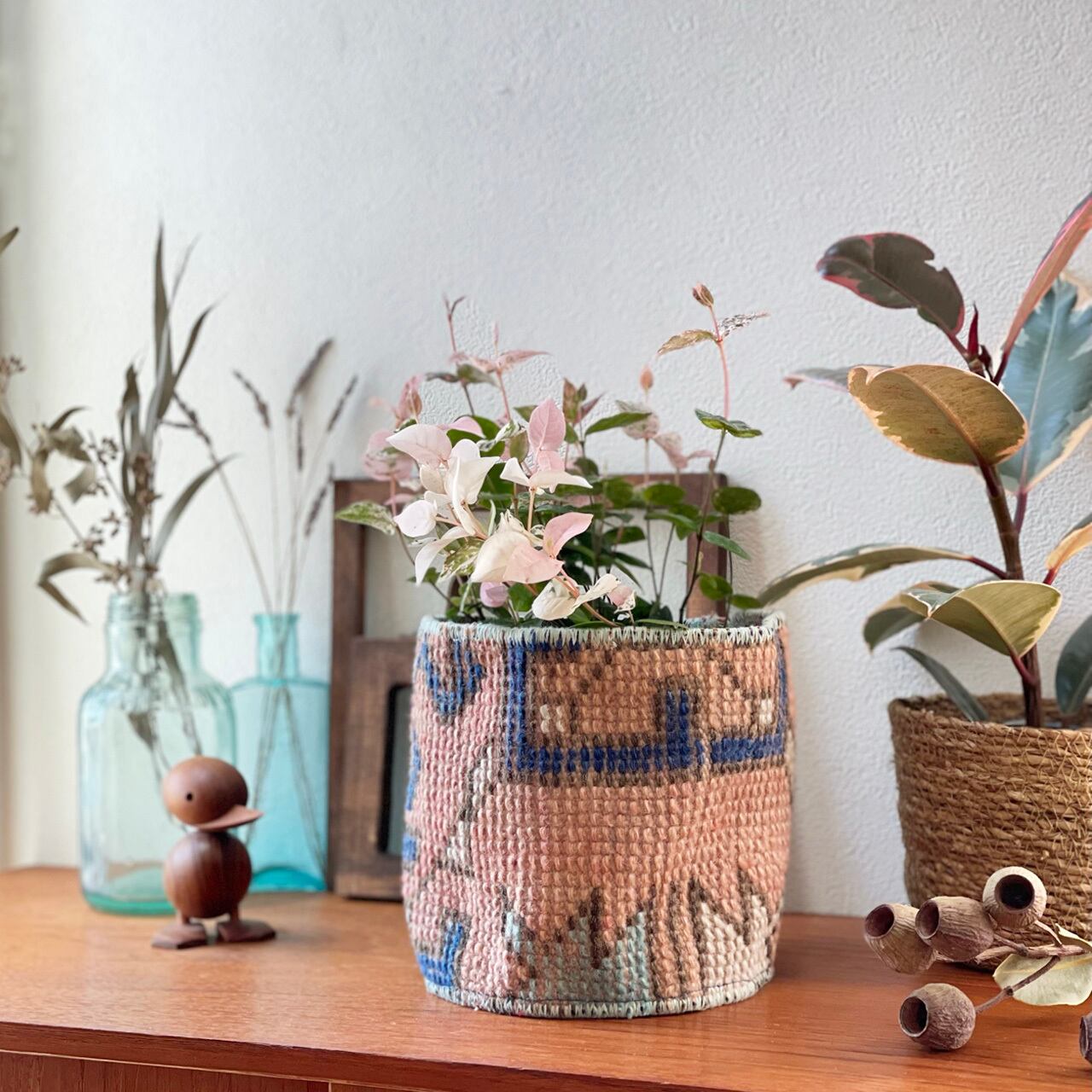 ヴィンテージラグポット鉢カバー｜Mサイズ vintage rug pot 