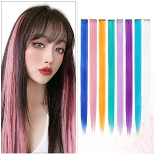 【数量限り】Peacoco エクステ ワンタッチ メッシュ 6本セット 55CM 単色 ストレート ウィッグ ロング エクステ 耐熱 簡単 クリップ ぱっちん おしゃれ (スカイブルー)
