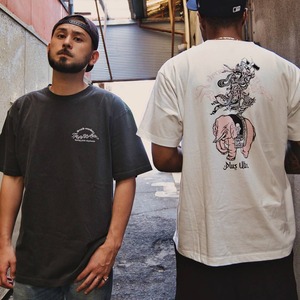 【通常販売開始】TRASHED Tシャツ6.6oz 18/-度詰め天竺 M L XLXXL  WHITE CHARCOAL  ホワイト チャコール【echi-trashed-1】