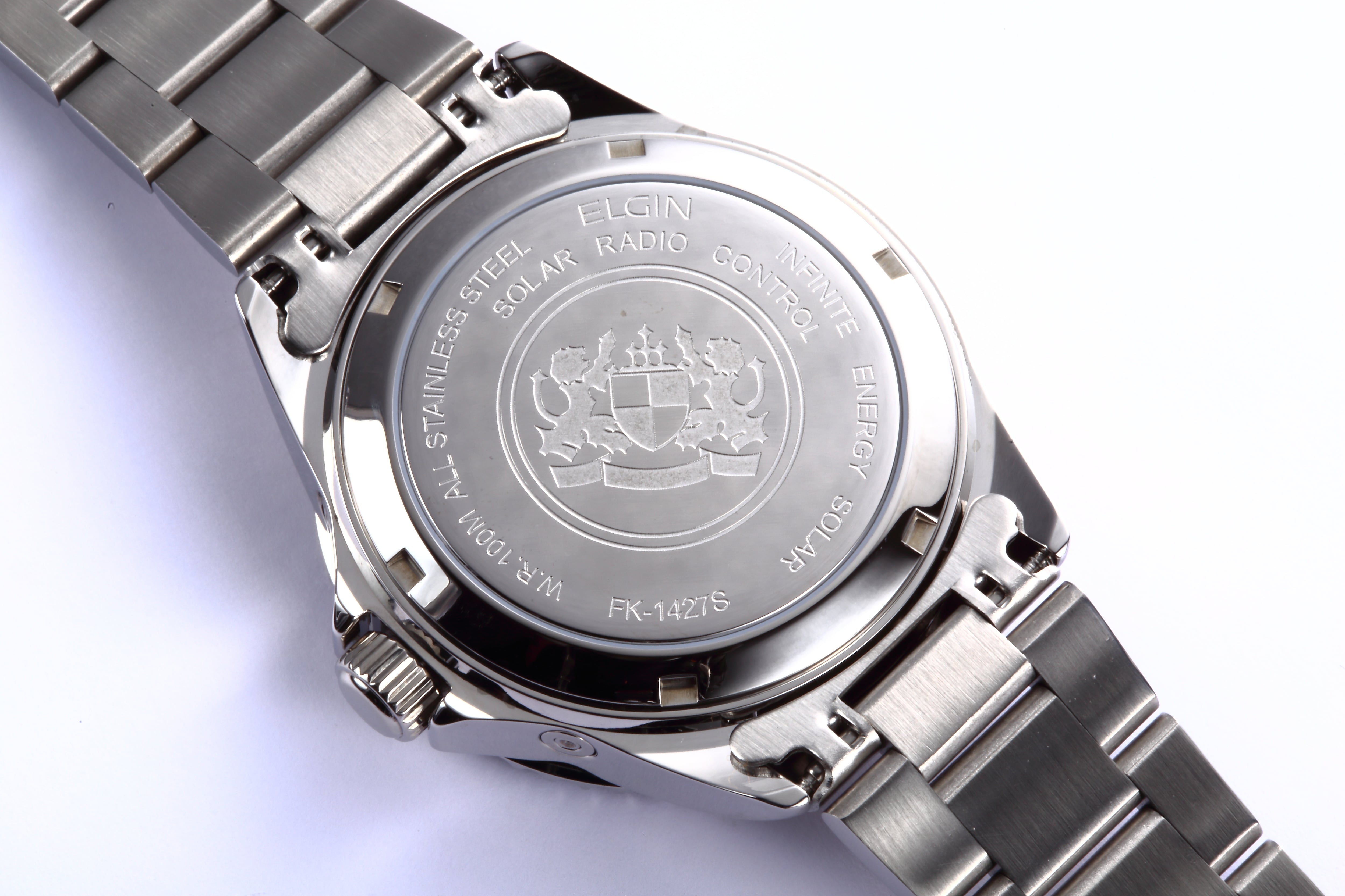 エルジン ELGIN 電波ソーラー 腕時計 メンズ FK1427S-BLP クォーツ ネイビー シルバー