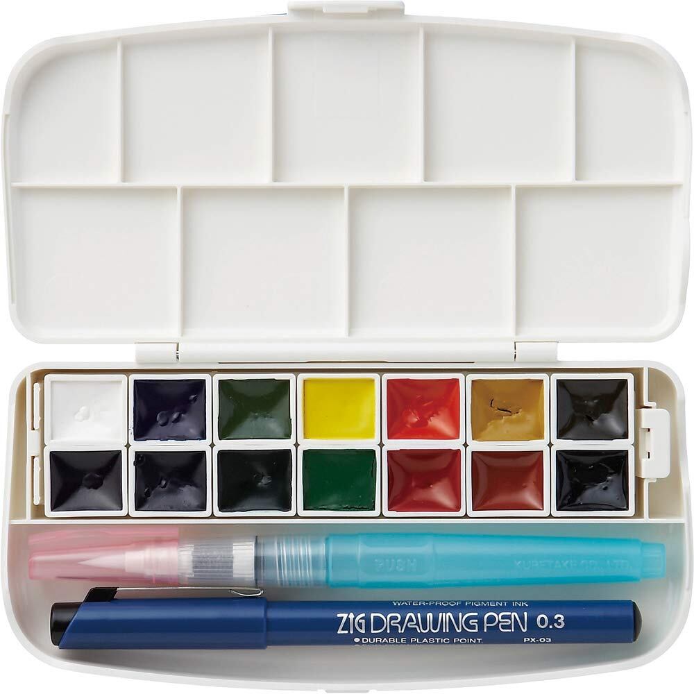 呉竹(Kuretake) 絵の具セット 透明水彩セット フィス KG301-1 14色