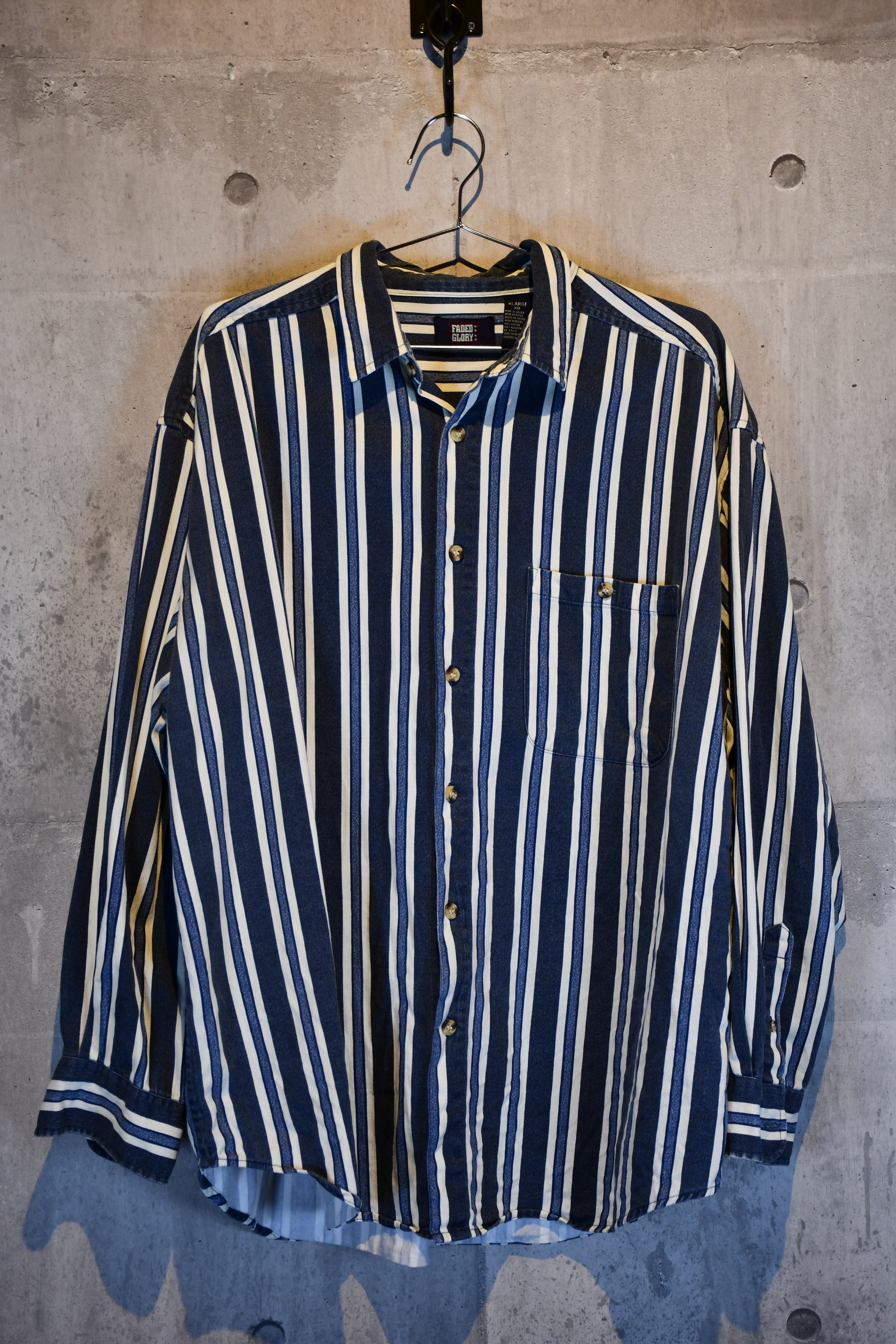 FADED GLORY マルチストライプ 長袖シャツ XL ビッグサイズ