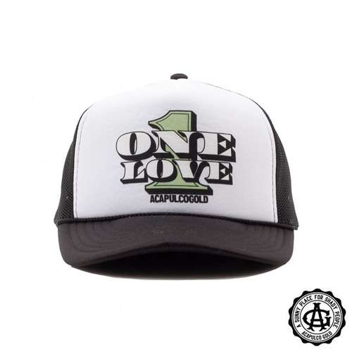 【ACAPULCO GOLD/アカプルコ ゴールド】ONE LOVE TRUCKER CAP キャップ / BLACK/WHITE