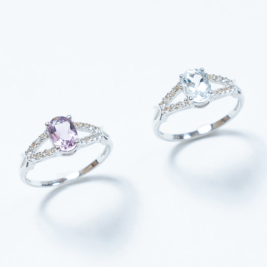 cana'】Amelia アメリア｜ピンクアメジスト ホワイトトパーズ リング