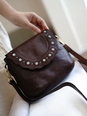 Rosalie Scallop Leather Shoulder Bag F0787
