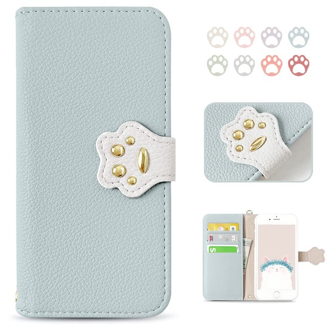 MAGICASE 適応 iPhoneSE 第2世代/第3世代 ケース 女性 iPhone8 iphone se ケース 手帳型 人気 可愛い 猫 アイフォンSE2 ケース おしゃれ カードポケット 財布型 柔らかいTPUケース 落ち着いた色 気質 贈り物 (iPhone 8/7/se3/se2通用)ブルー