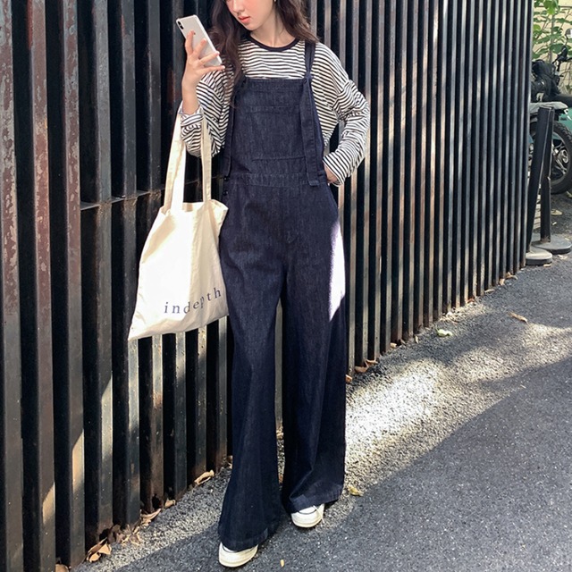 wide-leg denim overall J00126