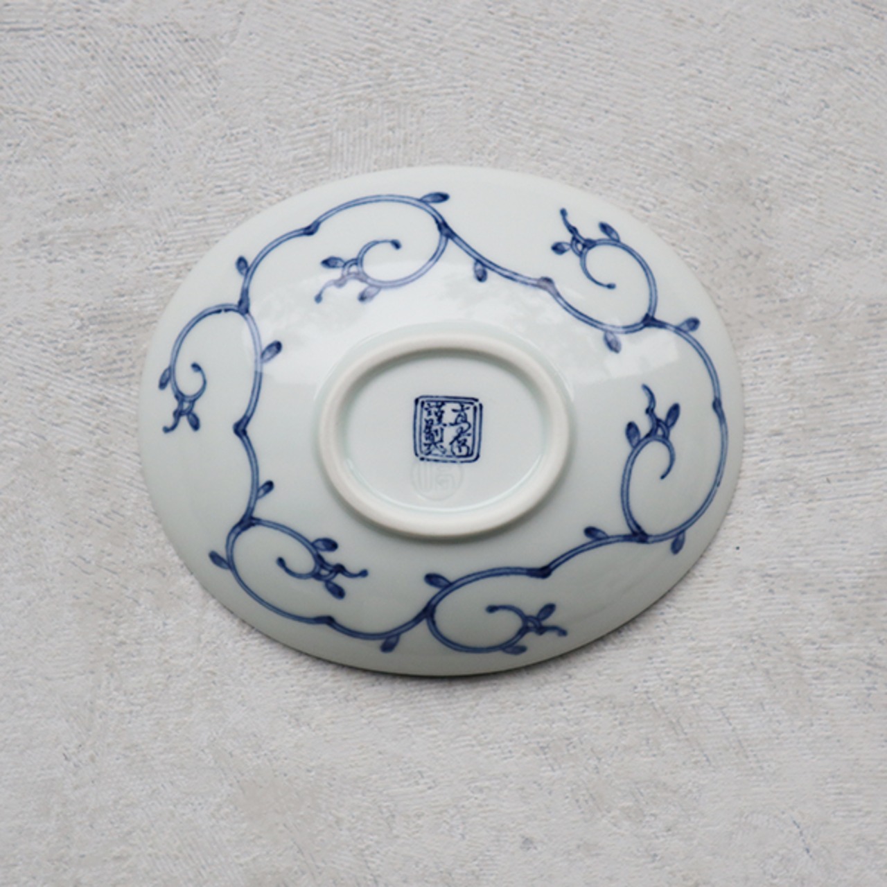 波佐見焼　楕円皿（小）流水花紋　8-100
