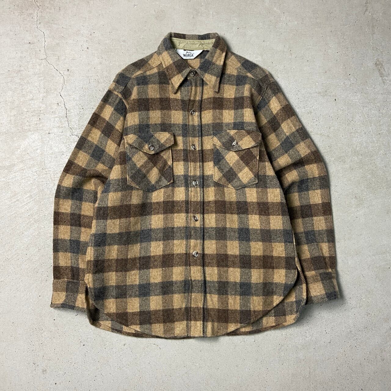 70年代 WOOLRICH ウールリッチ ウールシャツ チェック柄 メンズL 古着