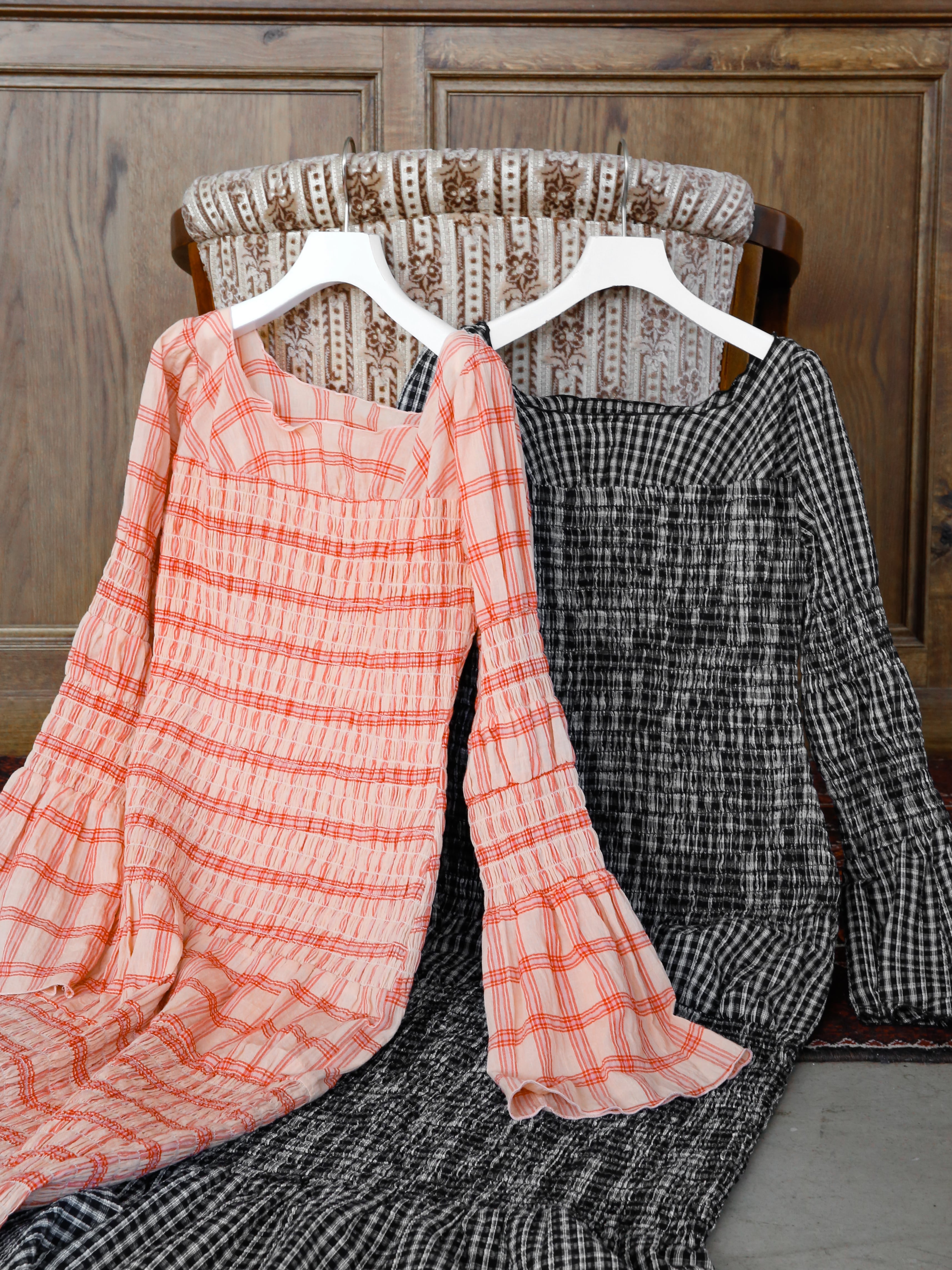 shirring bell sleeve onepiece | Katrin TOKYO