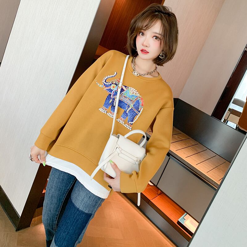 プリントツーピースカジュアルセーター オータム コットン 秋物 ステッチ MIUCO95390270796