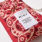 MINT ヴィンテージバンダナ 巾着ポーチ レッド Sサイズ