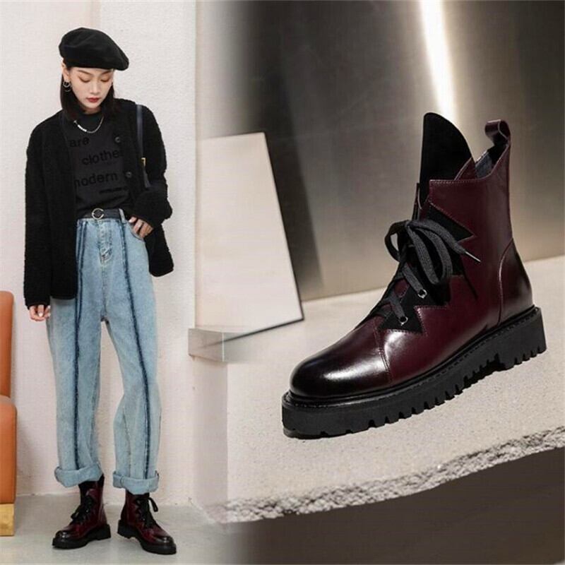 【新作】【送料無料】 クロスストラップは、プラットフォームの女性のハイヒールのブーツ黒ワイン赤の丸いつま先のハイヒールのブーツ冬の女性のブーツを高めました レッド ブラック 靴 シューズ ウィンター 冬物 10b361911191332