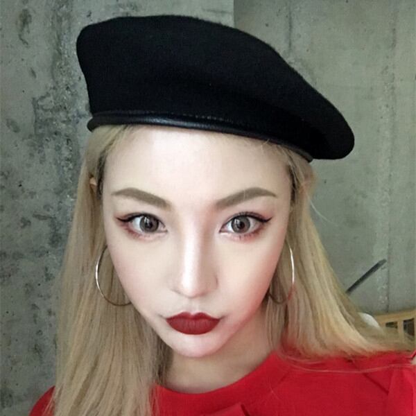 潮の女性の秋と冬のカボチャの帽子の画家の帽子の野生の漁師の帽子の夏のネット赤同じ黒のベレー帽バージョン ブラック・アイド・ピーズ6487753100