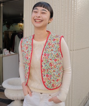 【送料無料】European flower colorful red vest