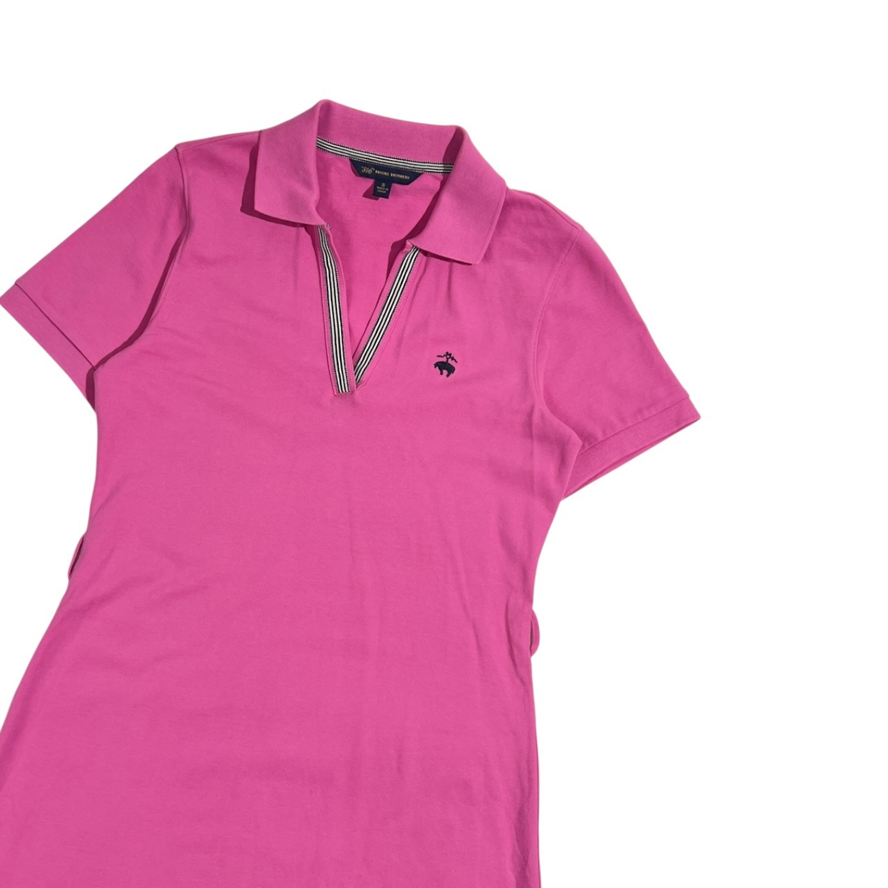 Brooks Brothers 346 ブルックスブラザーズ スキッパー 鹿の子 半袖 ポロ ワンピース S/ピンク系 レディース