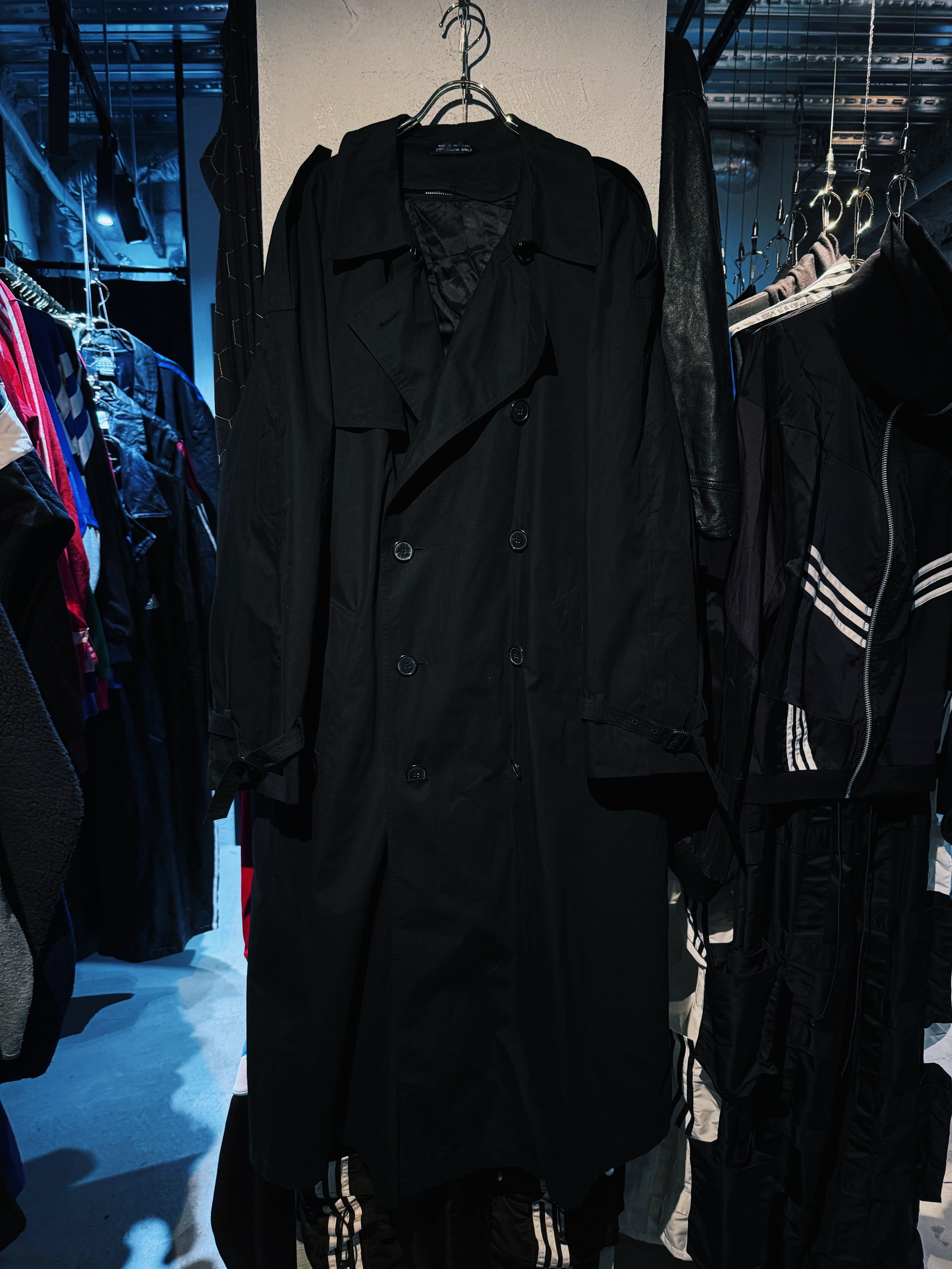 【D4C】vintage matt black color cotton material long coat