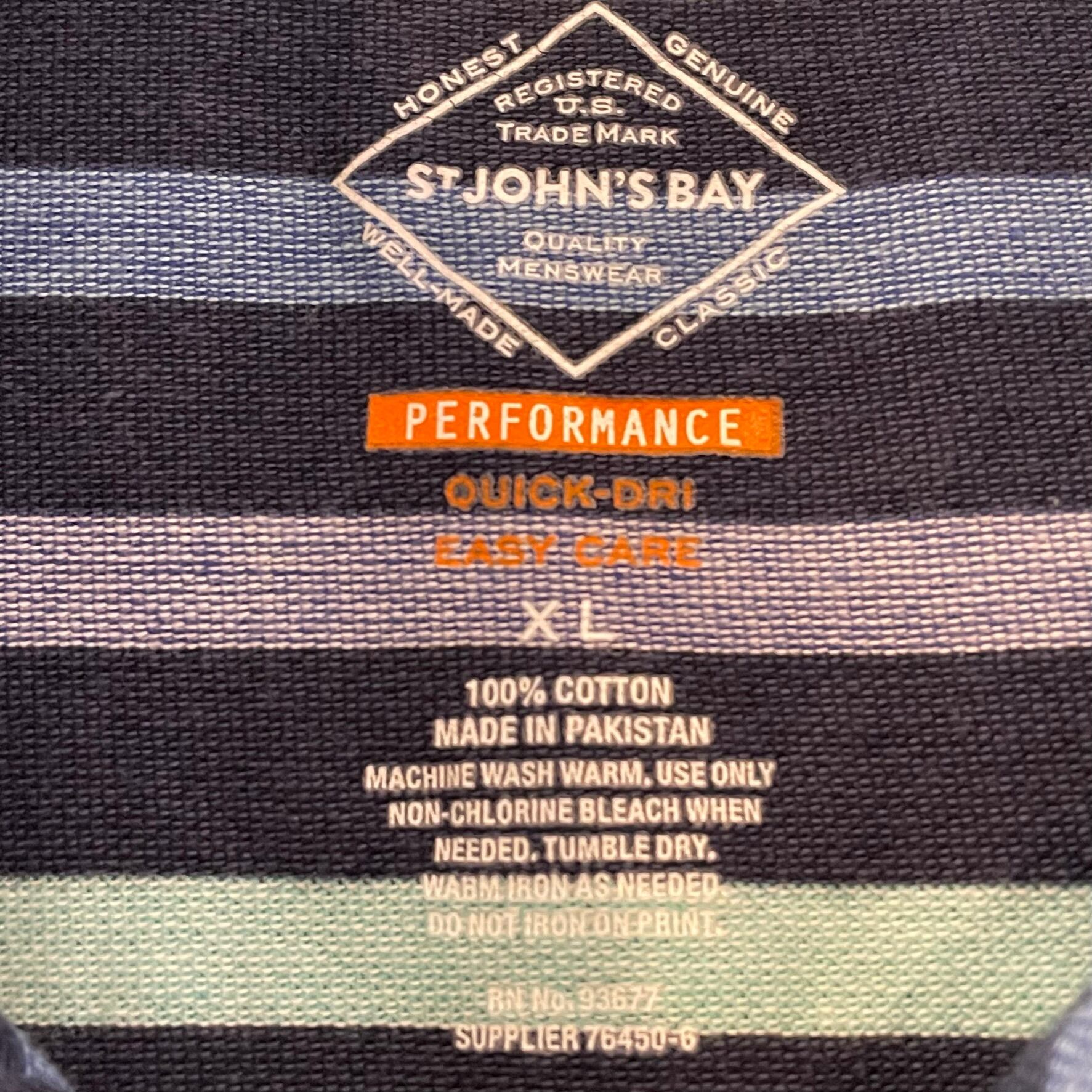 ST JOHN'S BAY】ポロシャツ XL ビッグサイズ ボーダー マルチカラー US