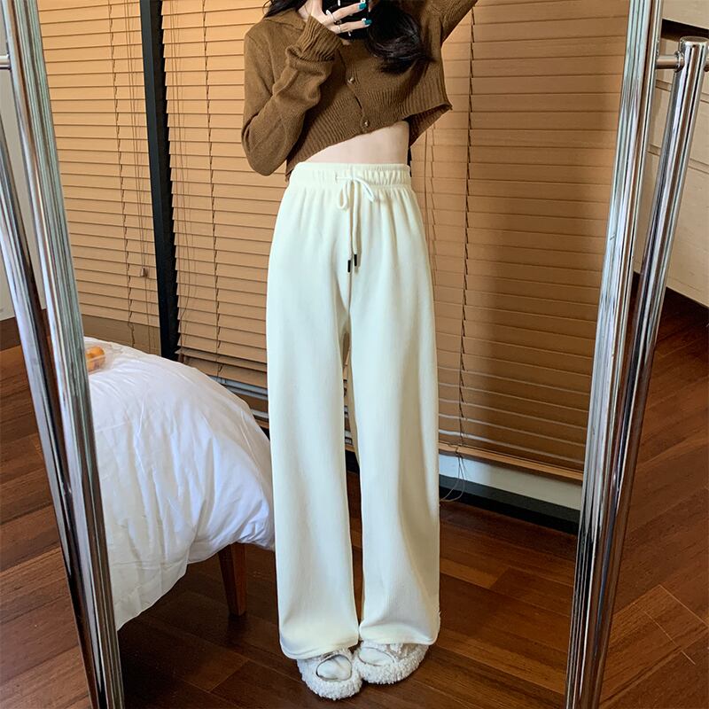 パンツ ボトムス ゆったり 選べる素材感 コーデュロイ 裏起毛 カジュアル 着まわし シンプル ハイウエスト スポーティ おうち時間 大人可愛い 韓国 ファッション Luluca 韓国トレンドファッションluluca ルルカ