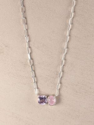TWO OF A KIND Necklace  / Amethyst × Morganite