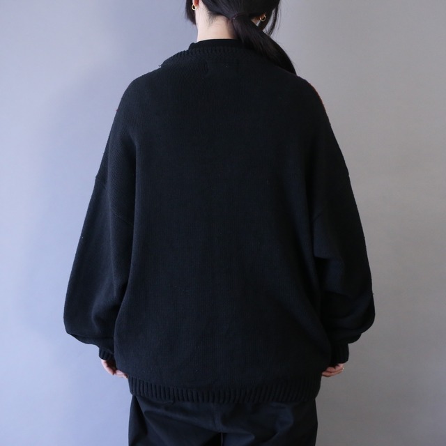 geometry art pattern over silhouette knit