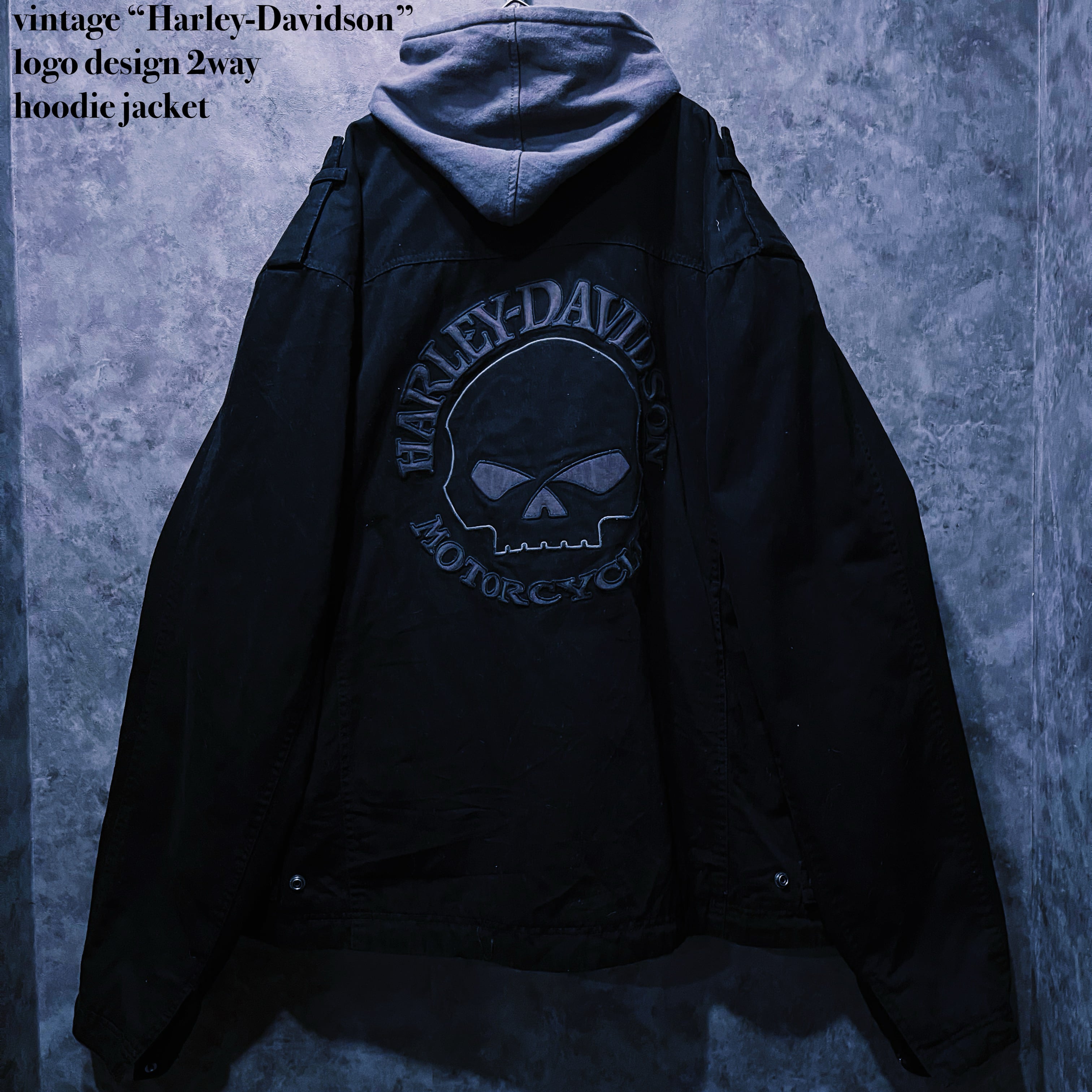 【doppio】vintage “Harley-Davidson” logo design 2way hoodie jacket