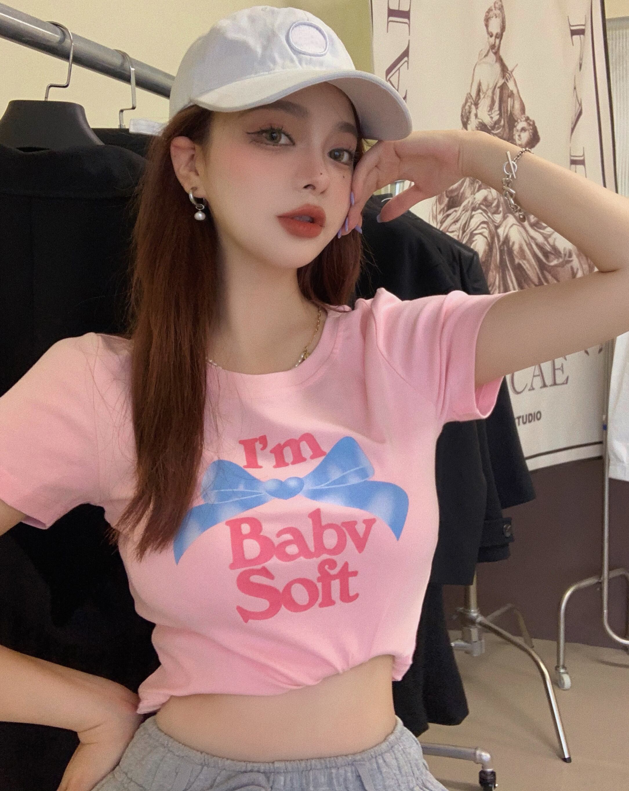 プリントTシャツ サマーショートスリムトップス ピンク 大人ガーリー スウィート キュート カジュアル 夏物 ブラックストロベリース47170699274