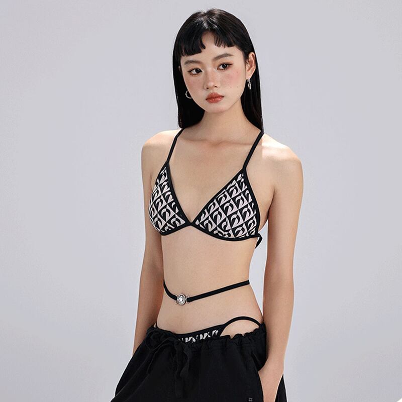 【NEW】 ★ロゴ・ビキニ上下セット 月柄セクシービキニセットアップ | 9click