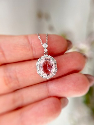 4月モルガナイトネックレス（K18WGたまご型）