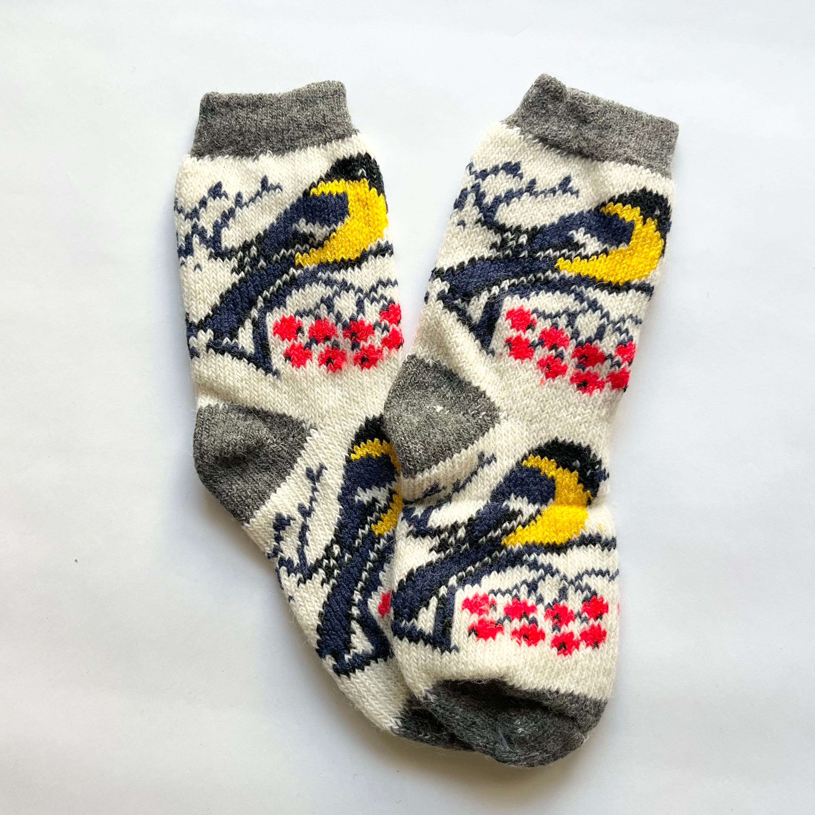 ウクライナ支援/ウールソックス(鳥とナナカマド柄)