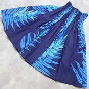 フラダンス 衣装 パウスカート ブルー系 シングル リーフ柄 ワントーン きれい かわいい 華やか 鮮やか シンプル ロング ハワイアン アロハ ハワイアンプリント フラ ダンス レッスン 練習 大人っぽい