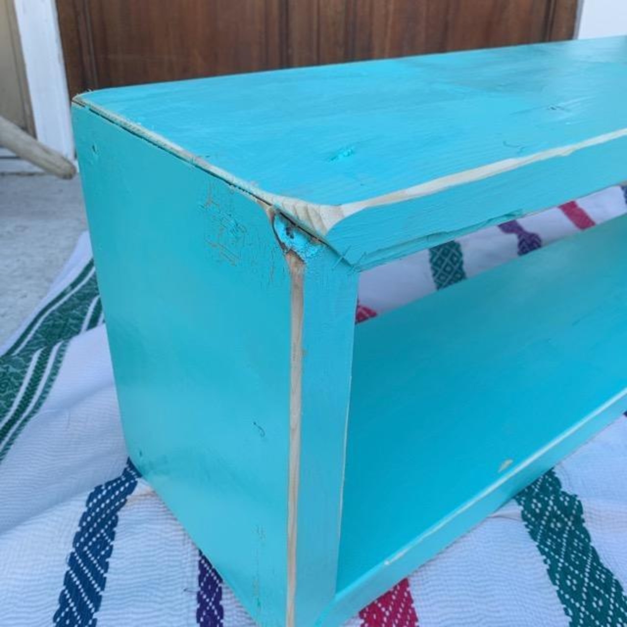 TOPANGA Furniture　カラフルウッドボックス　Lサイズ/ターコイズブルー