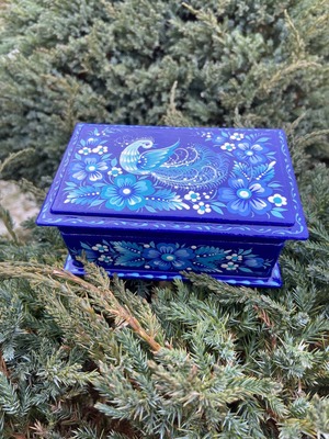 ペトリキウカ塗り　ジュエリーボックス 11cm（ティモシェンコ作）ウクライナ製