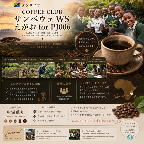 タンザニア COFFEE CLUB サンベウェWS えがお for PJ006/ 200ｇ