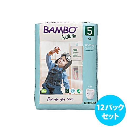 [12パックセット]Bambo Nature紙おむつパンツ (サイズ5)
