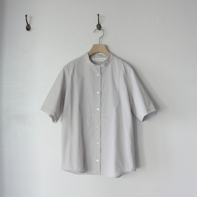 Houttuynia cordata　スタンドカラーシャツ フロントヨーク 半袖  voile cotton