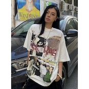 VINTAGE ストリート ポスタープリント Tシャツ T1689