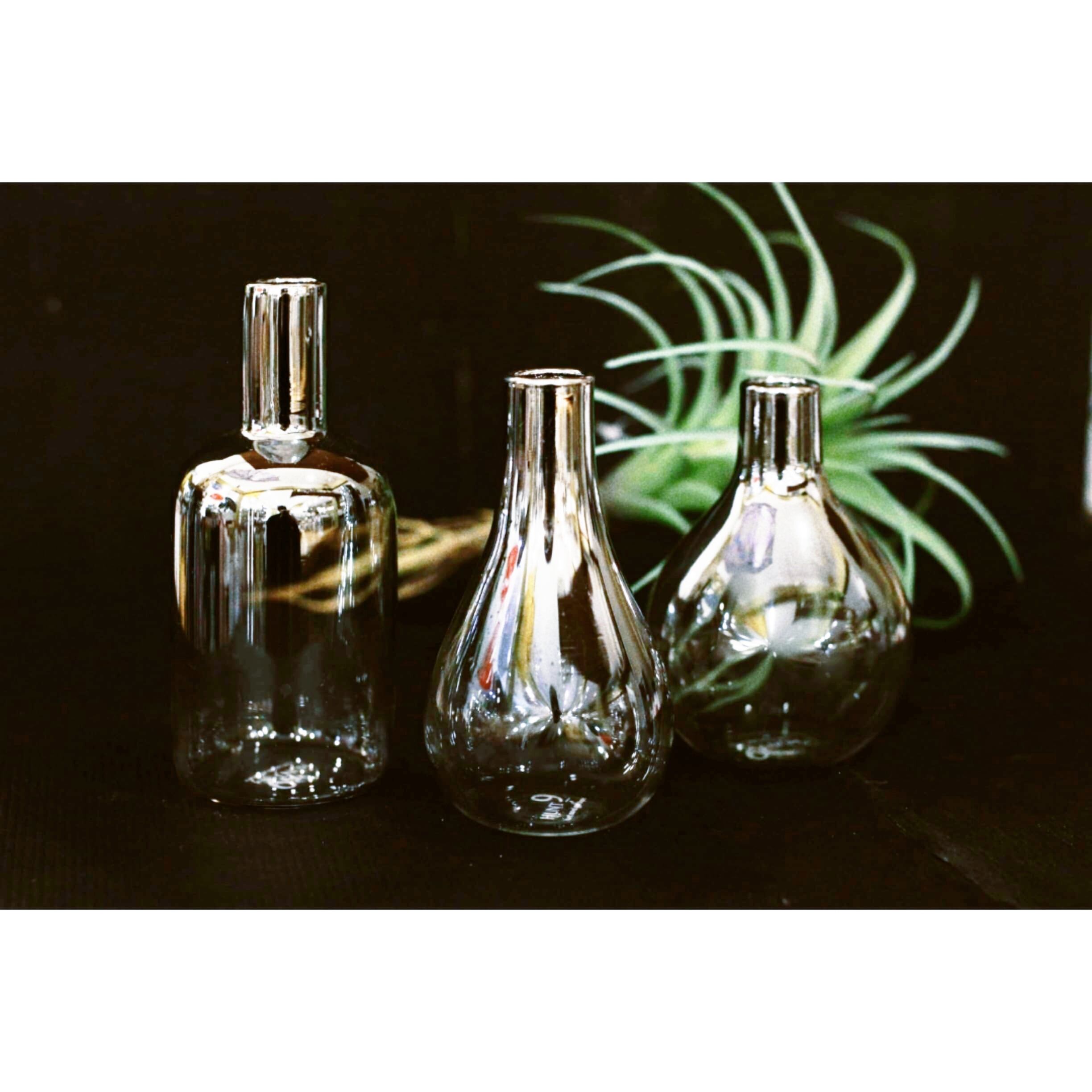 メタリックシルバー ガラス一輪挿し/ミニフラワーベース/花瓶/花器